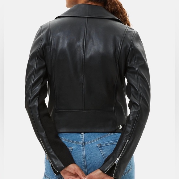 Theory NEW Slim Fit Black Leather Moto Jacket Size S - Picture 2 of 15